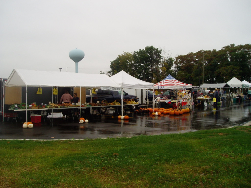 Tents are lined up with vendors ready and waiting for customers.